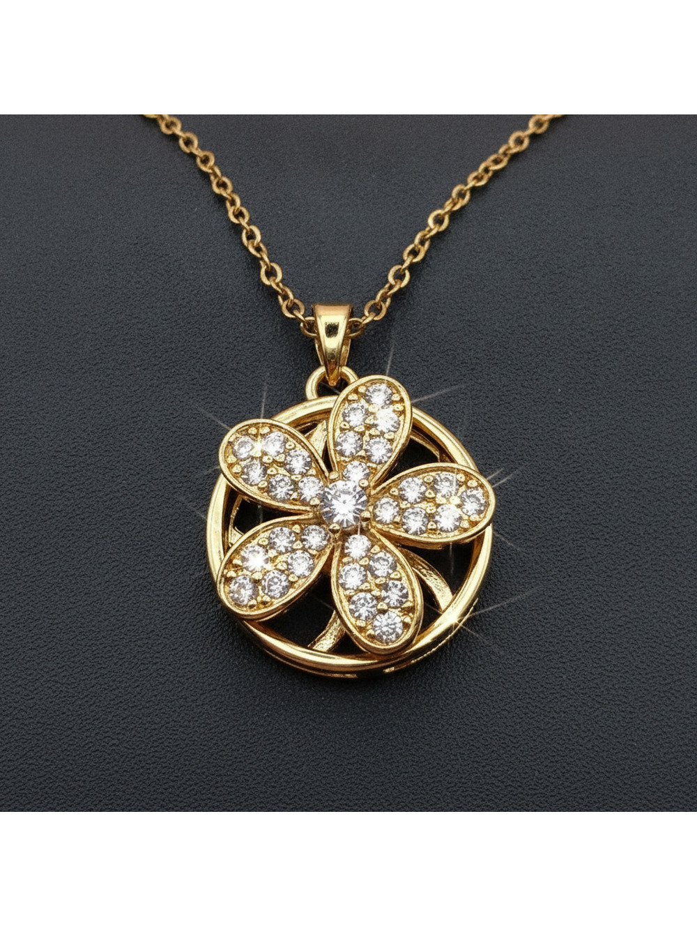 candy+clover Crystal Flower Spinner Pendant with free chain